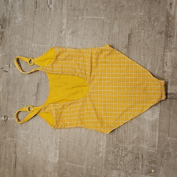 JONATHAN SIMKHAI Rosabel Seersucker One Piece Swimsuit Daffodil Plaid Large NWT - Picture 13 of 16